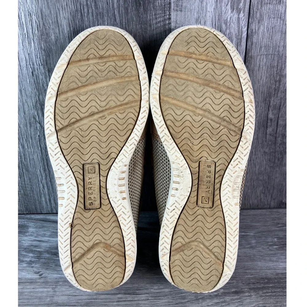 Sperry Top-Sider Shoresider 3 Eye Tan Leather Mesh Boat Shoes YG57681A Kids 13.5
